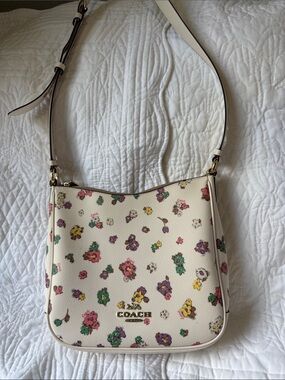 Coach Ellie file bag with space floral field print Crossbody Beige Gold